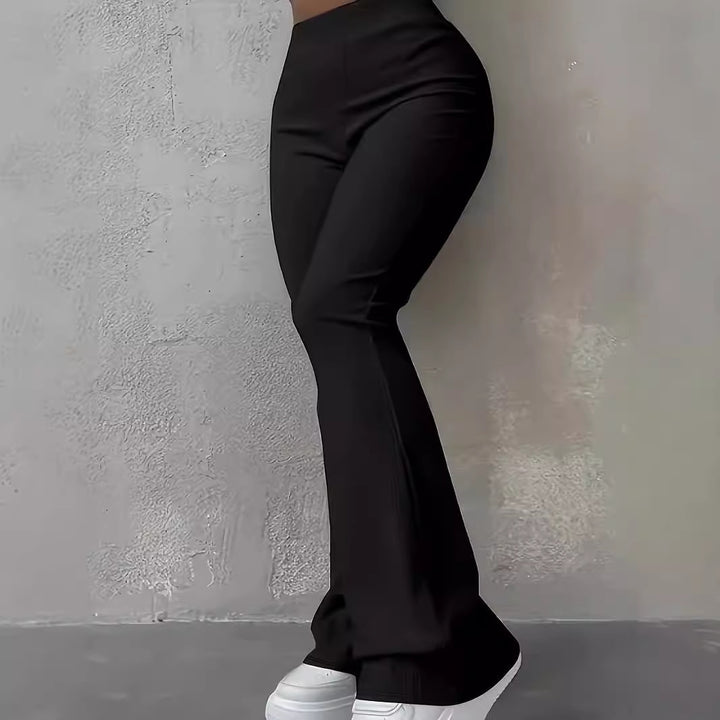 Damen Bootcut-Hose mit hohem Bund und elastischem Taillenband Drune