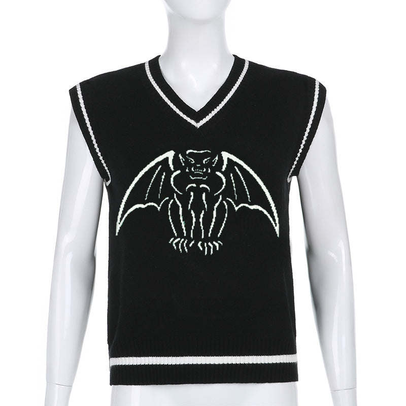 Damen Strickweste mit beeindruckendem Gothic-Motiv Drune
