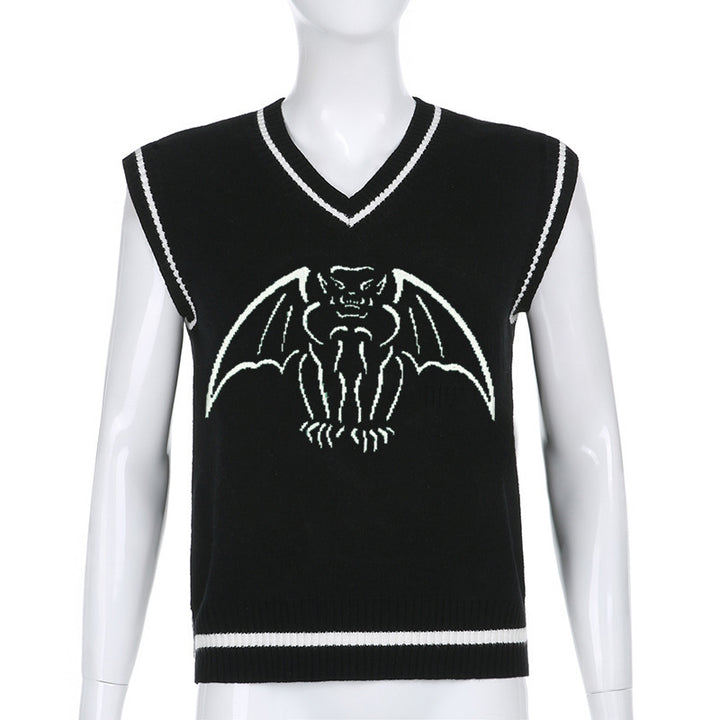 Damen Strickweste mit beeindruckendem Gothic-Motiv Drune