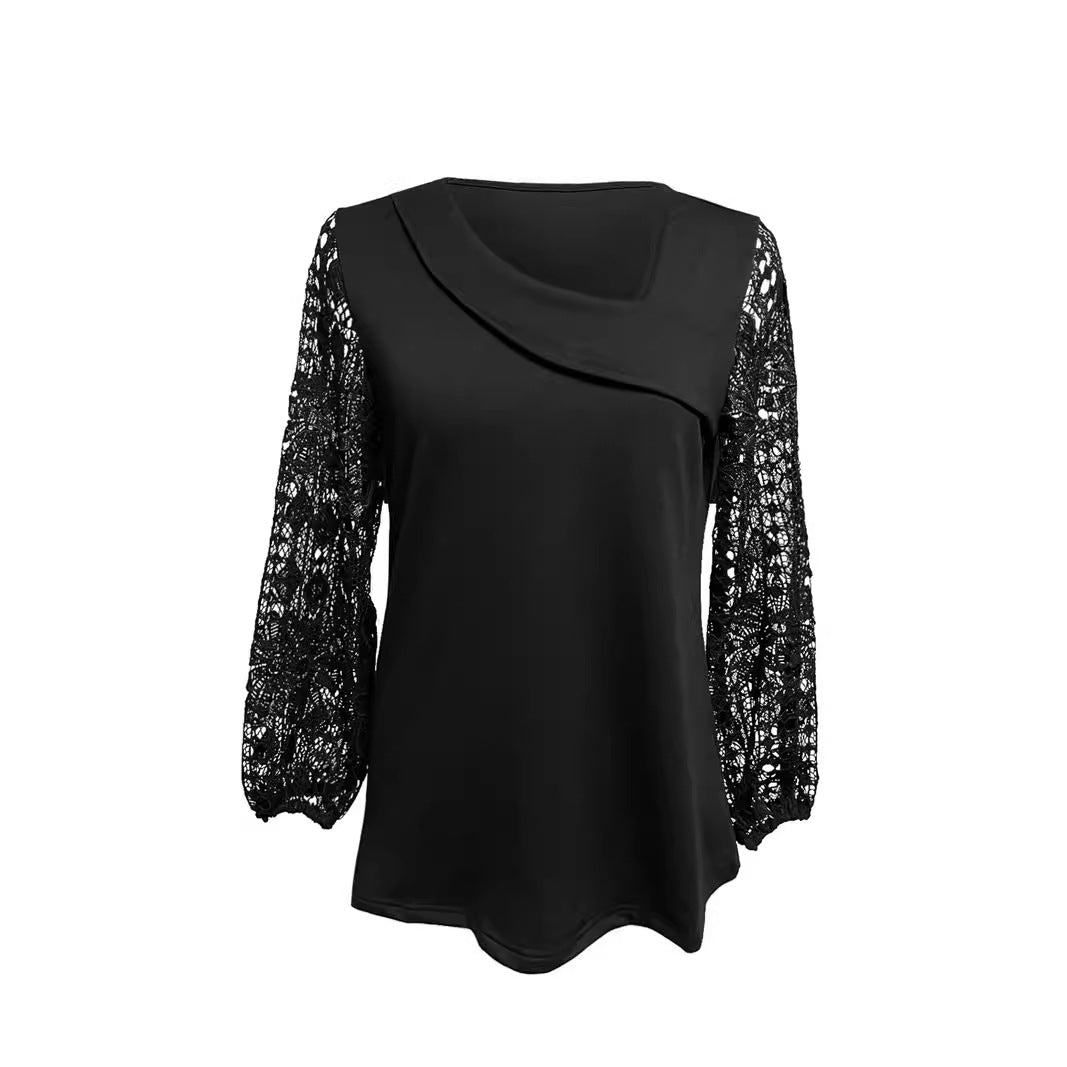 Damen Designer Bluse mit Spitzeneinsätzen und elegantem Schnitt Drune