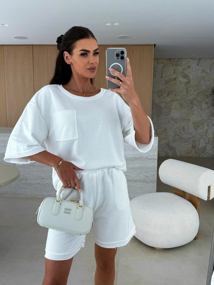 Damen lässiger Freizeitanzug mit Oversized T-Shirt und bequemen Shorts Drune