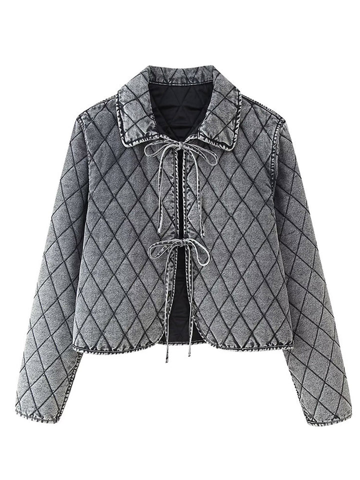 Damen gestepptes Kunstfell-Jacke mit tailliertem Schnitt und modernen Details Drune