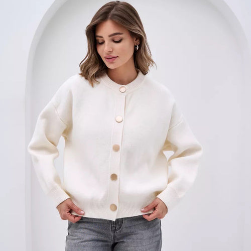 Damen Gemütlicher Strickcardigan mit Knopfdetails und lässigem Schnitt Drune