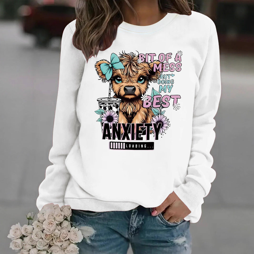 Damen Sweatshirt mit kreativem Hundedesign und inspirierendem Schriftzug Drune
