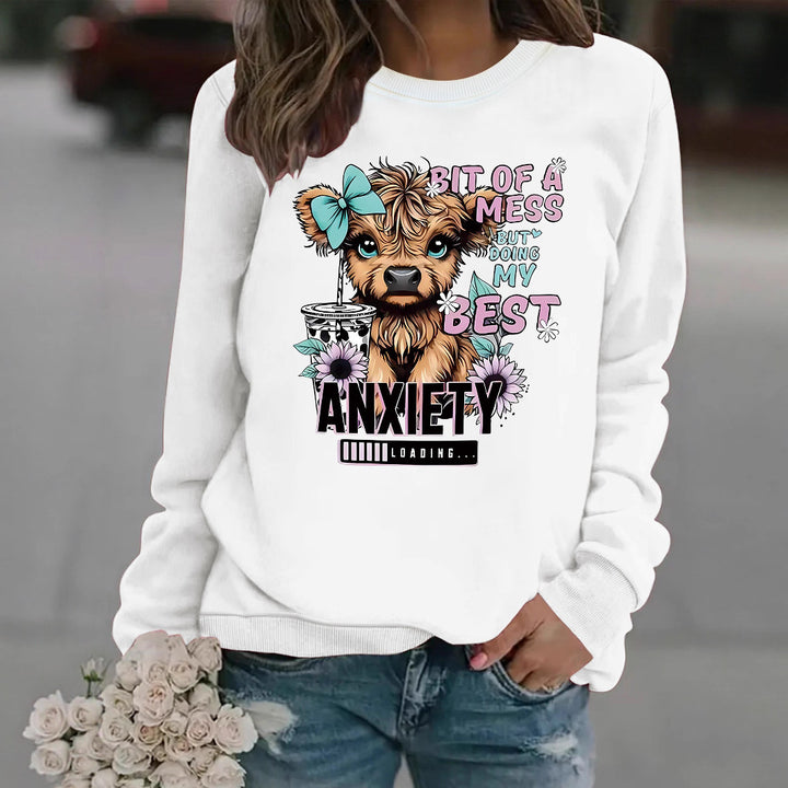 Damen Sweatshirt mit kreativem Hundedesign und inspirierendem Schriftzug Drune