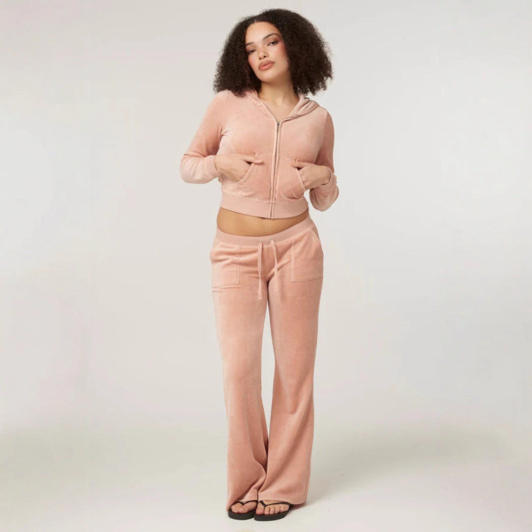 Damen Cropped Fleecejacke mit Kapuze Drune