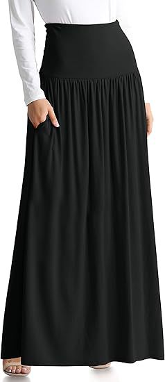Damen Maxi-Rock mit elastischem Bund und Taschen Drune
