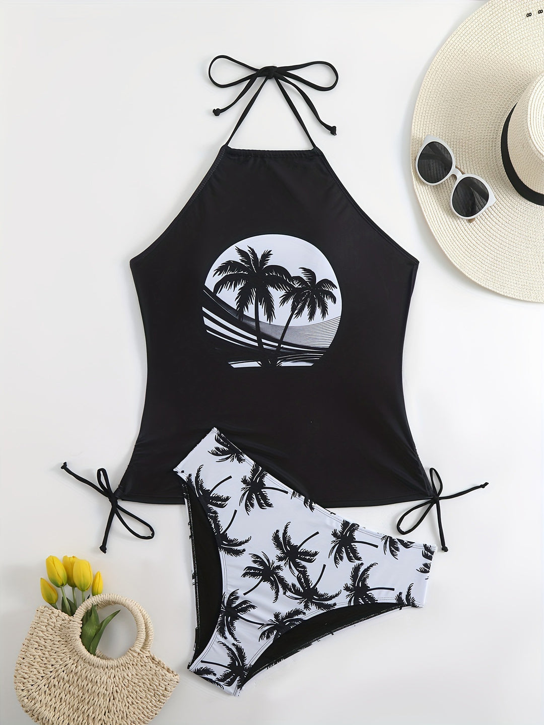 Damen Tankini-Set mit floralem Palmendruck Drune