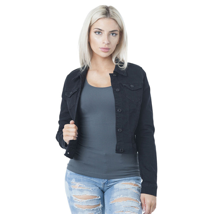 Damen klassische Denim-Jacke im modischen Schnitt mit Knopfdetails Drune