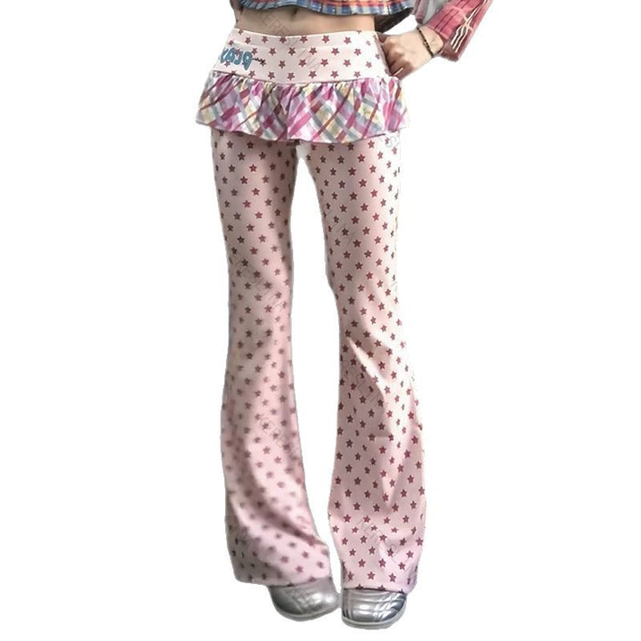 Damen Figurbetonte Flared-Hose mit Rüschendetail Drune