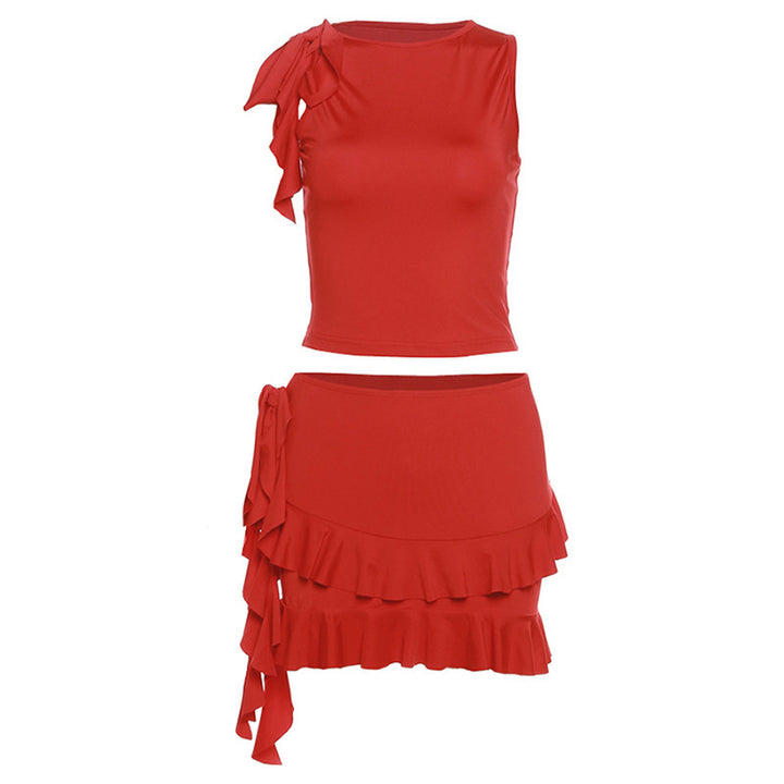 Damen Set mit Top und Rüschenskleid aus komfortablem Material Drune