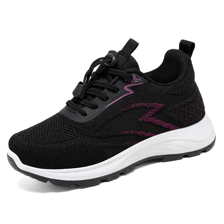 Damen nan atmungsaktiver Strick-Laufsneaker mit Schnellzug-Schnürung, gepolsterter EVA-Zwischensohle und profiliertem Laufsohle Drune