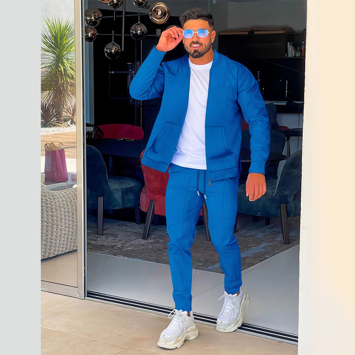 Herren modisches Athleisure Set mit strukturiertem Design und elastischem Bund Drune