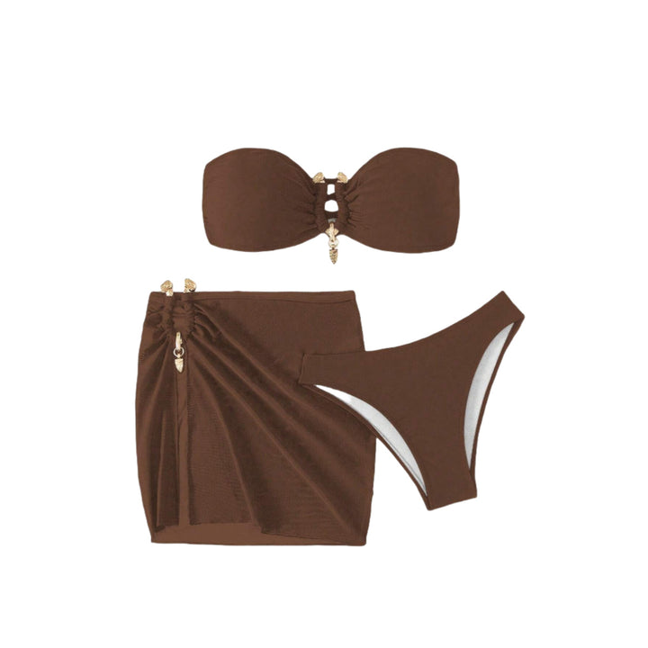 Damen Bandeau-Bikini-Set mit eleganter Rock-Overlay Drune