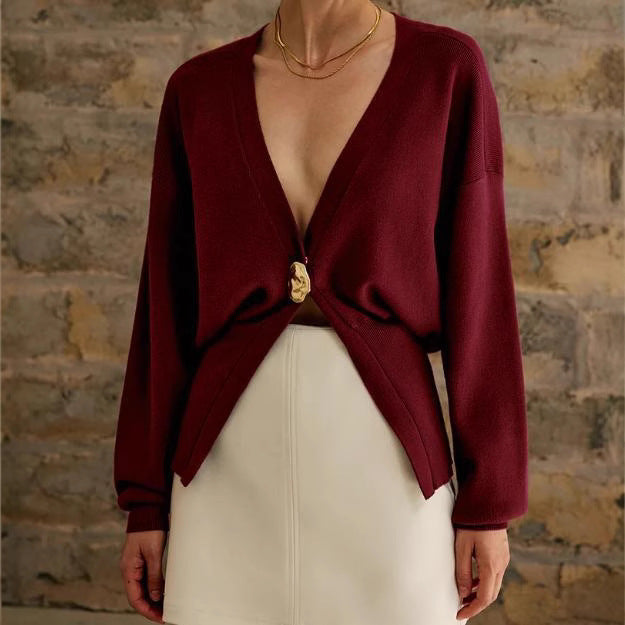 Damen modische Strickjacke mit elegantem Verschluss Drune
