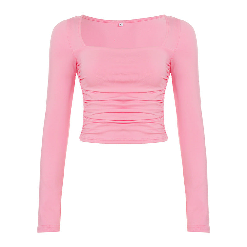 Damen figurbetontes Longsleeve mit Raffungen Drune