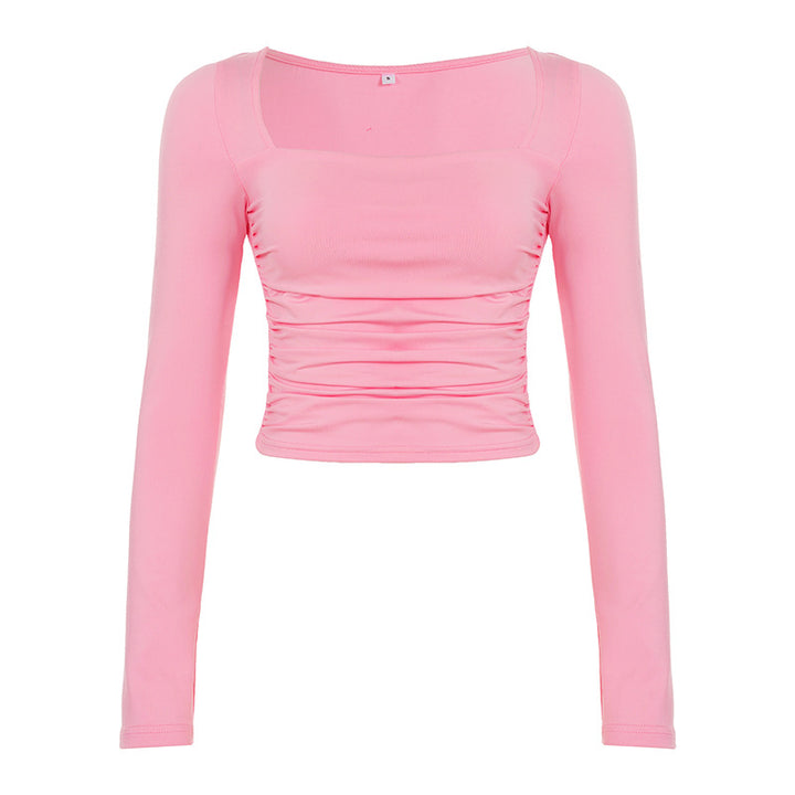 Damen figurbetontes Longsleeve mit Raffungen Drune