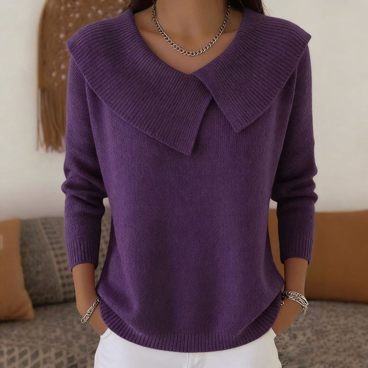 Damen nan grobgestrickter Pullover mit übergroßem Matrosenkragen und gerippten Abschlüssen Drune
