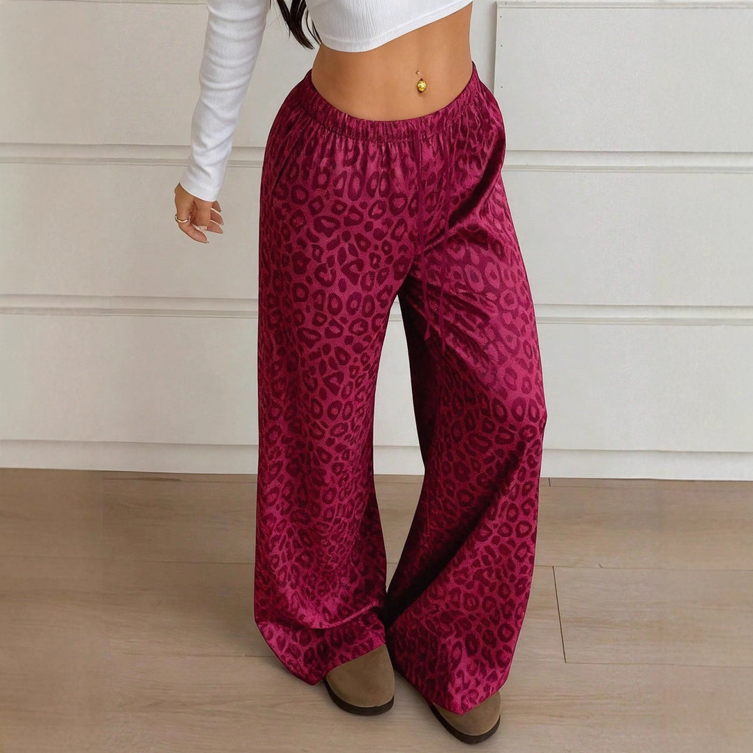 Damen Elegante Weite Leoprint-Hose Drune