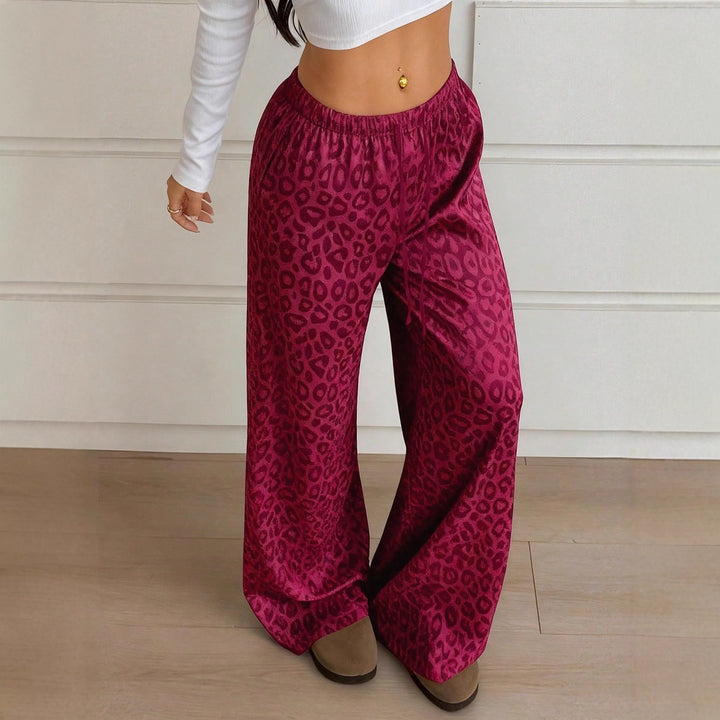 Damen Elegante Weite Leoprint-Hose Drune