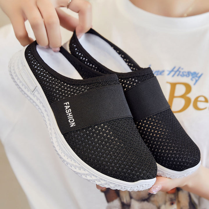 Damen nan gestrickter atmungsaktiver Slip-On Sneaker mit elastischem Mittelband Drune