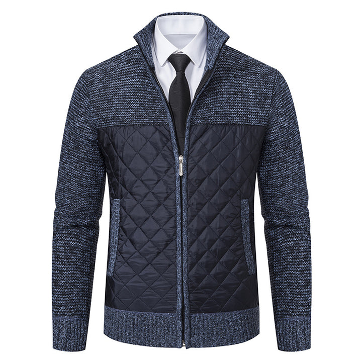 Herren nan gesteppte Hybrid-Strickjacke mit diamantsteppung, Stehkragen, isolierendem Thermofutter und Reißverschluss Drune