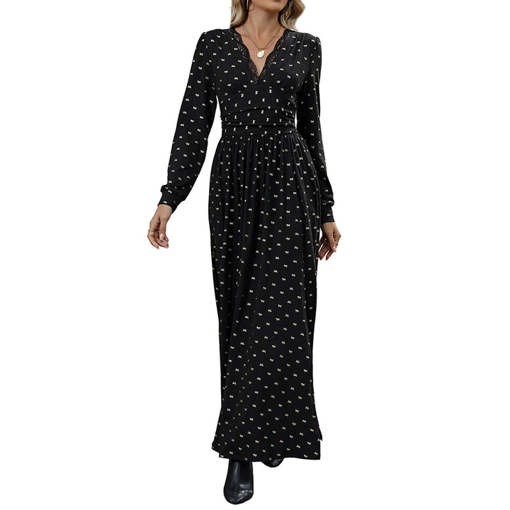 Damen Maxikleid mit raffinierten Spitzenakzenten und einzigartigem Muster Drune