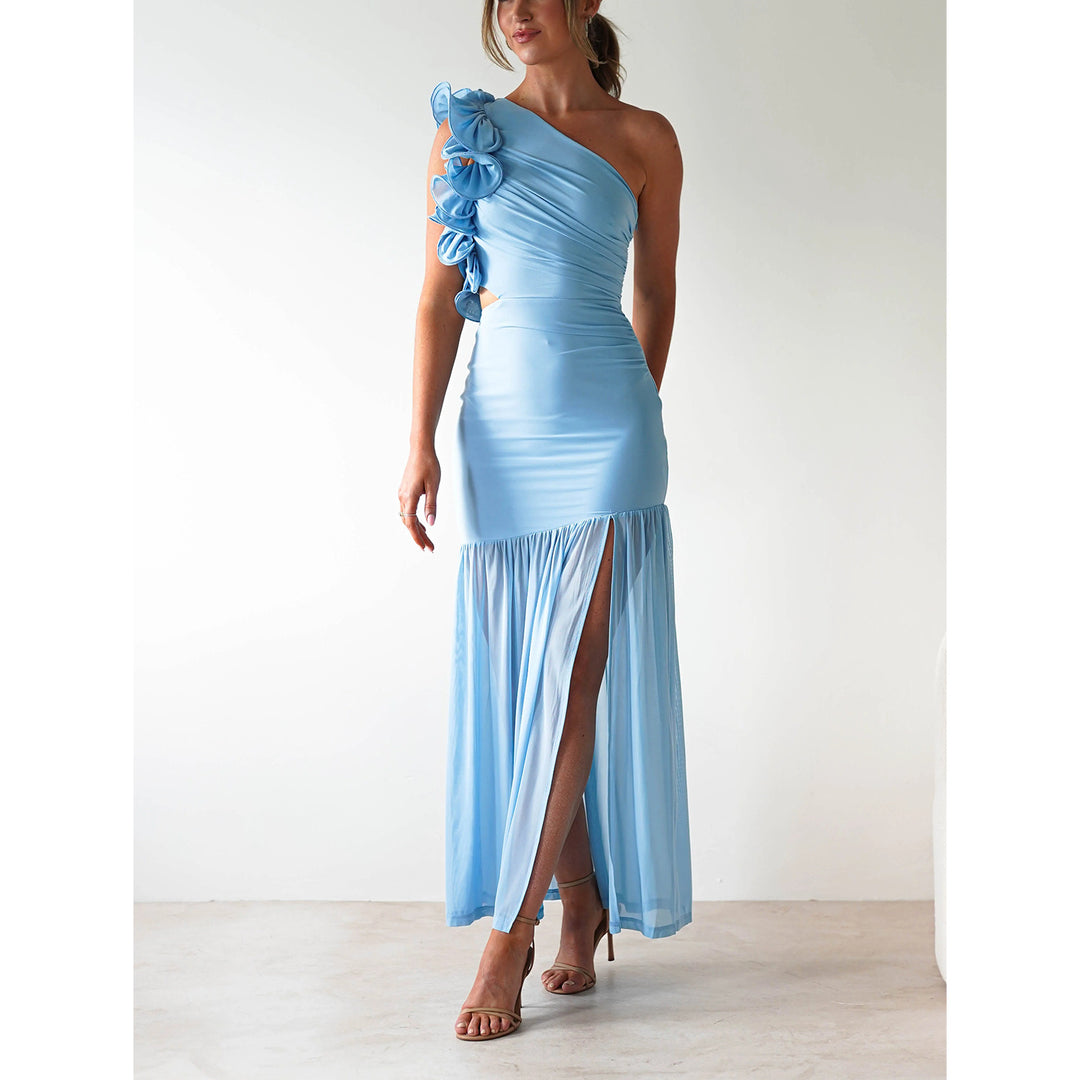 Damen Maxikleid mit asymmetrischem Schnitt und romantischen Rüschendetails Drune