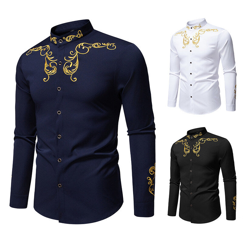 Herren Langarmshirt mit elegantem Stickereidesign Drune