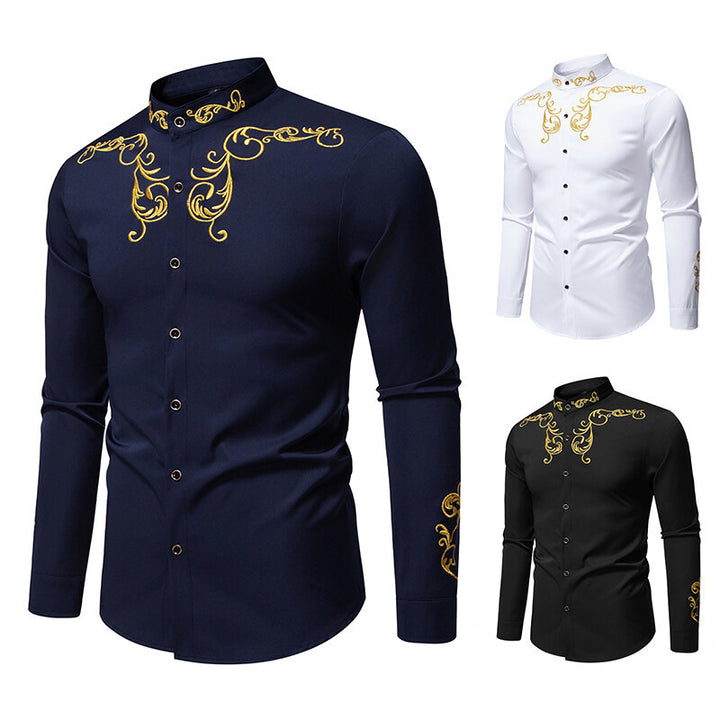 Herren Langarmshirt mit elegantem Stickereidesign Drune