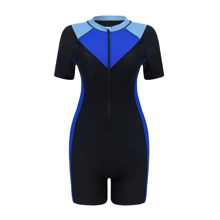 Damen Sportlicher Schwimmanzug mit kurzem Arm und stylischem Farbkontrast Drune