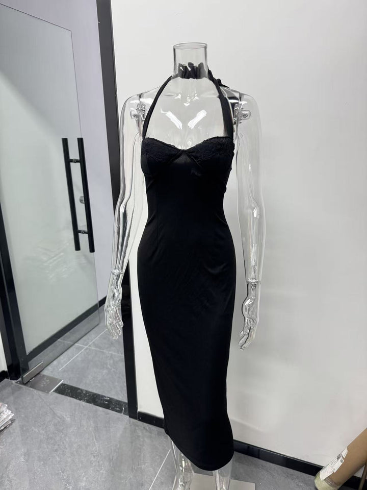 Damen Elegantes Langarm-Kleid mit raffinierter Schnürung Drune