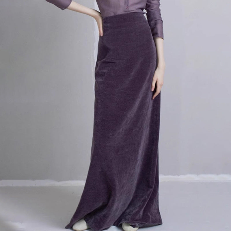 Damen eleganter Midirock aus hochwertigem Velours Drune