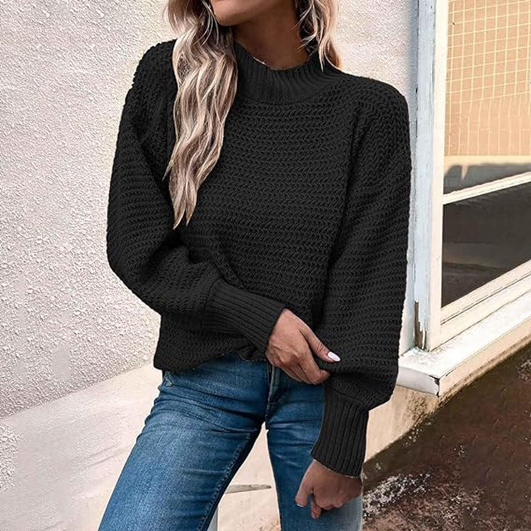 Damen Strickpullover mit hohem Kragen und strukturierter Masche Drune