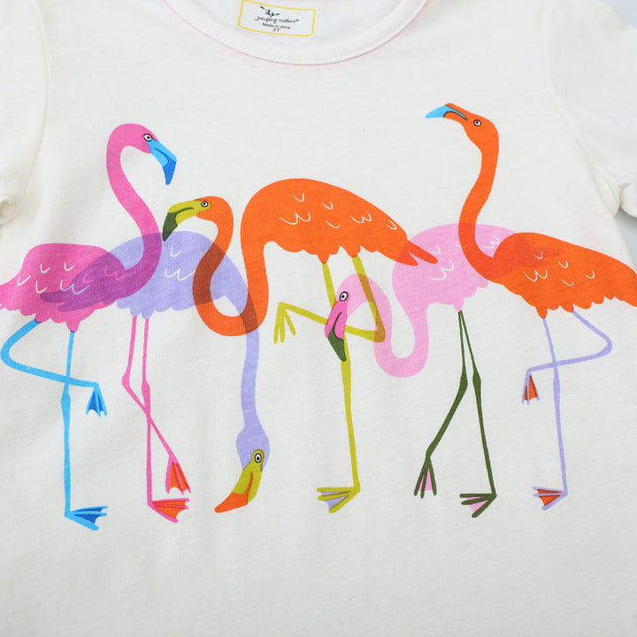 Mädchen T-Shirt mit buntem Flamingo-Design Drune