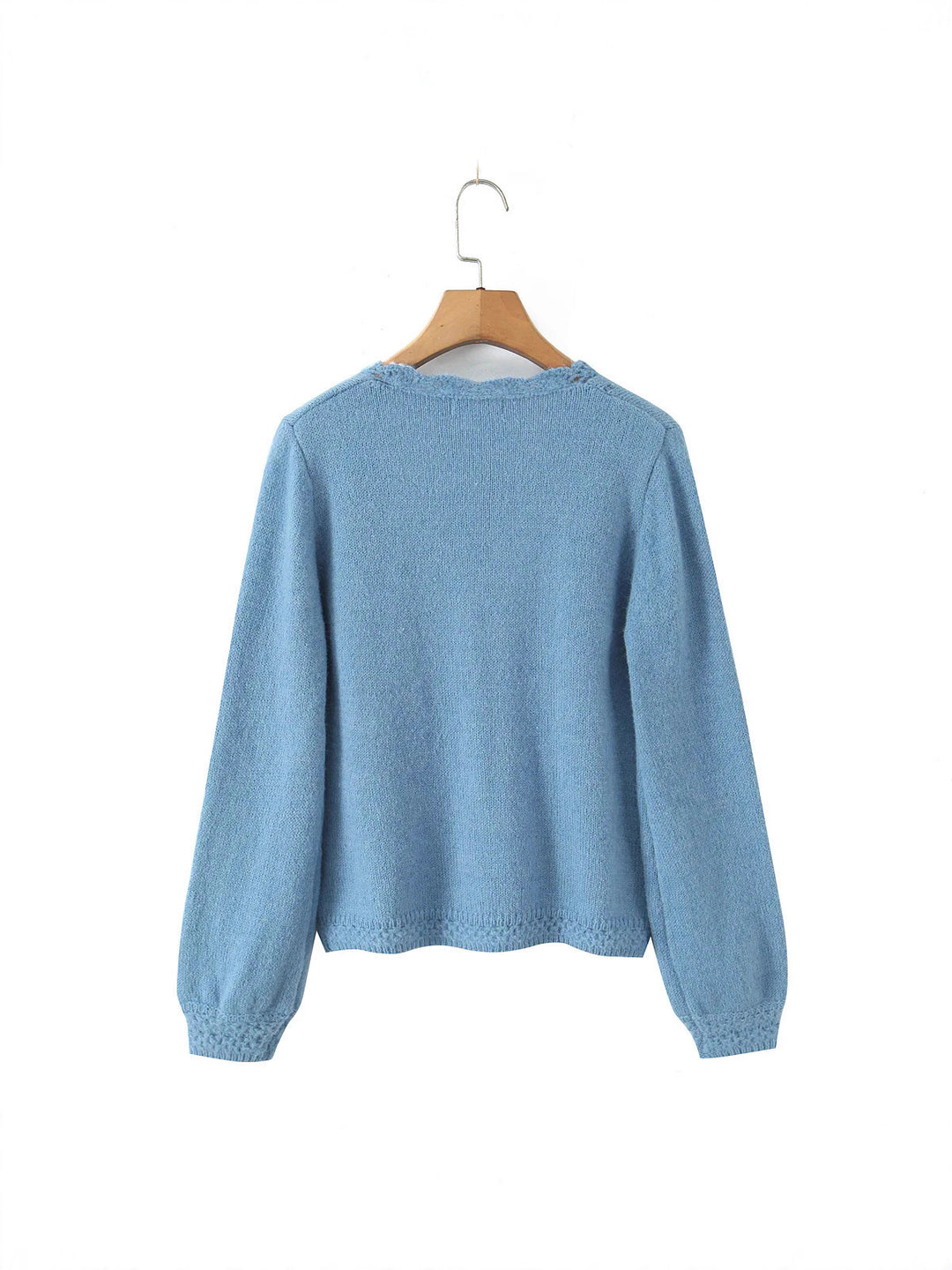 Damen elegante Strickjacke mit tiefem V-Ausschnitt und zarten Knöpfen Drune