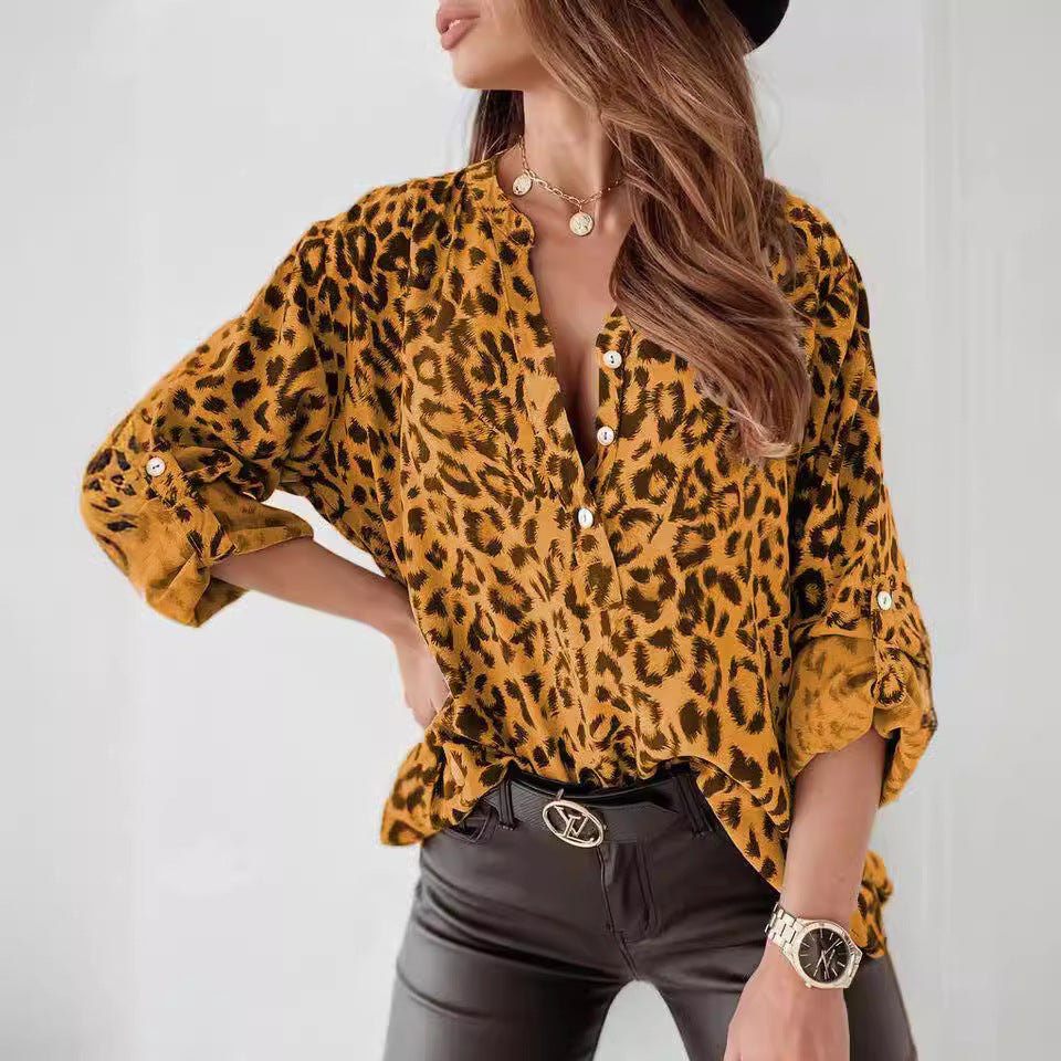 Damen Bluse im eleganten Animal-Print mit Raffungen Drune