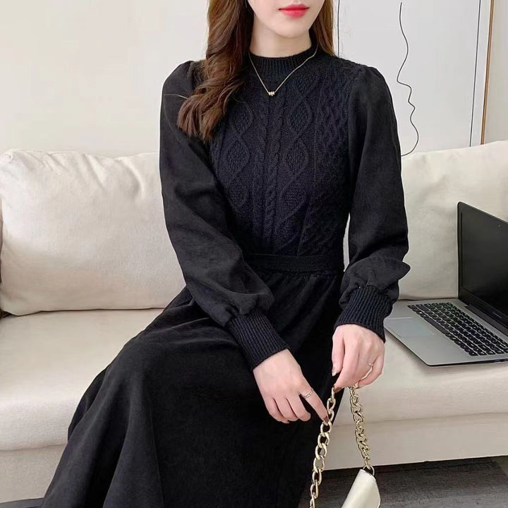 Damen Strickkleid mit voluminösen Ärmeln und strukturierter Oberseite Drune