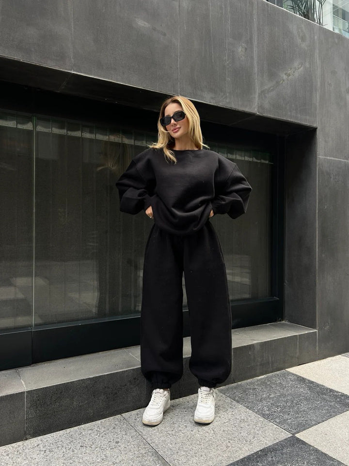 Damen lässiger und bequemer Oversized Sweatshirt-Hose Set Drune