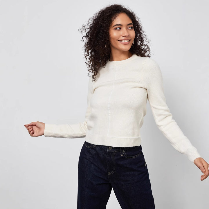 Damen Strickpullover mit schickem Rundhals und modernen Nahtdetails Drune