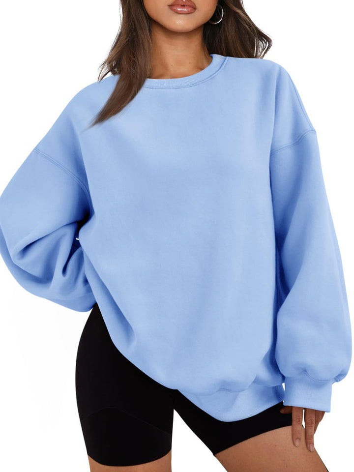 Damen nan Boxy-Crewneck-Sweat mit extraweiter Passform, Raglanärmeln und weichem Fleece-Innenfutter Drune