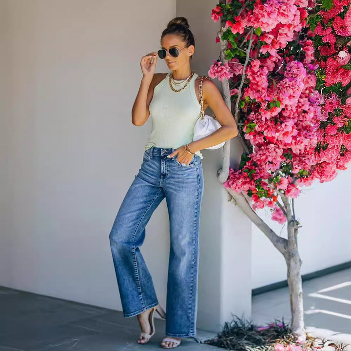 Damen Weit geschnittene High-Waist Jeans Drune