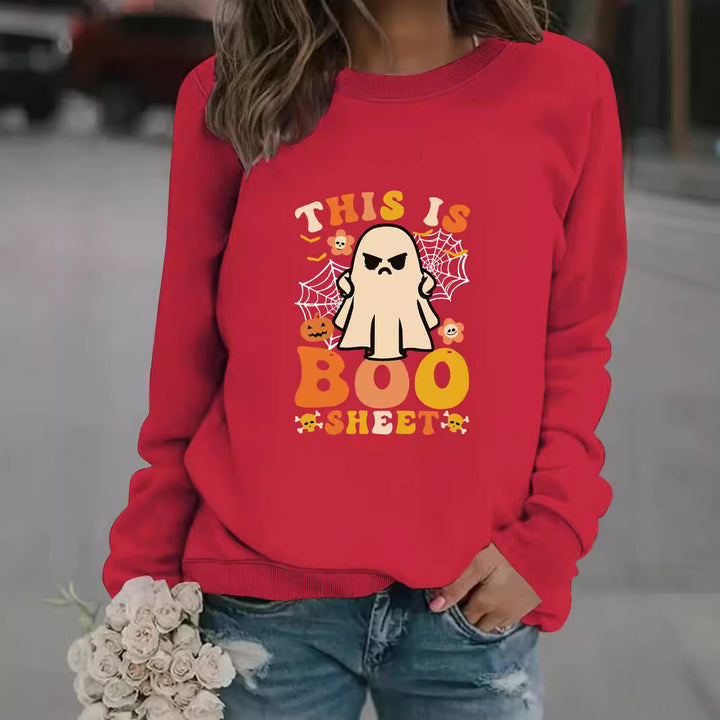 Damen Sweatshirt mit herbstlichem Geist-Print und lässigem Schnitt Drune