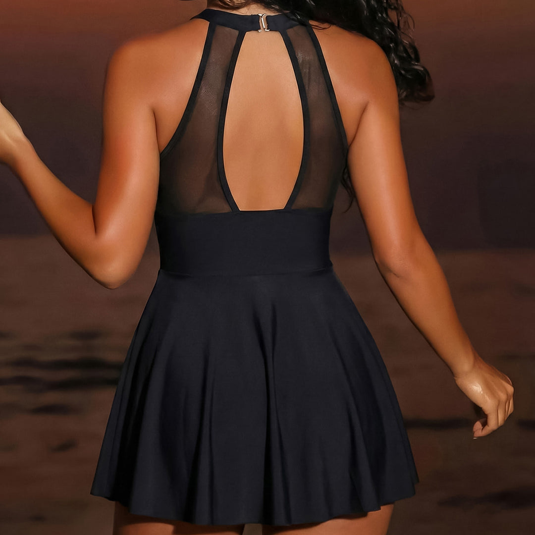 Damen Eleganter Badeanzug mit transparenten Einsätzen Drune