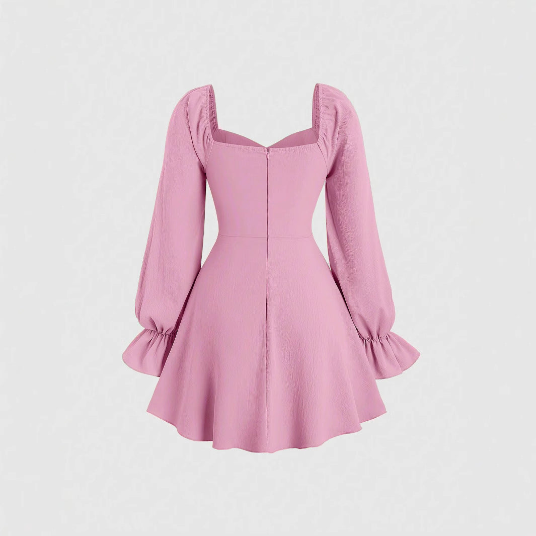 Damen Minikleid mit Puffärmeln und schickem Herz-Ausschnitt Drune