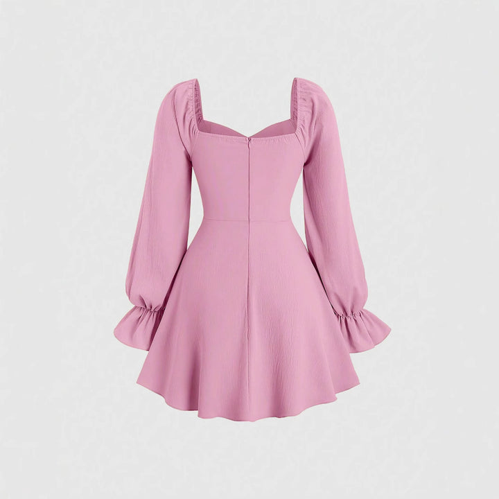 Damen Minikleid mit Puffärmeln und schickem Herz-Ausschnitt Drune
