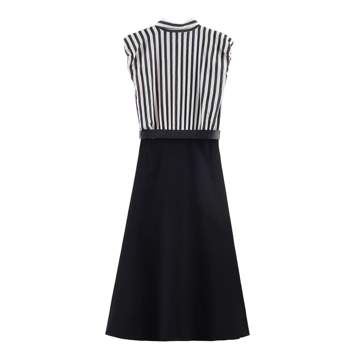 Damen Jumpsuit mit elegantem Streifenmuster und dekorativem Gürtel Drune