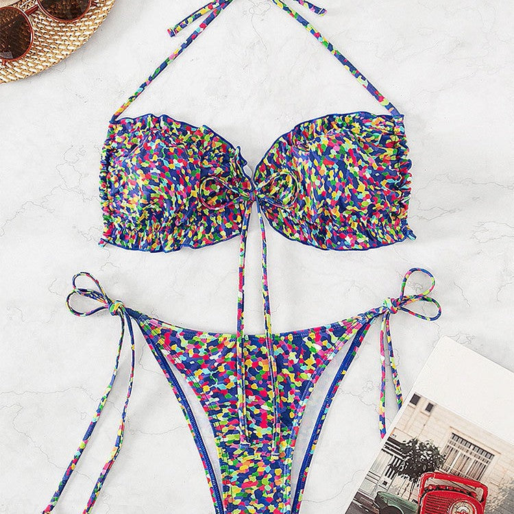 Damen Bikini-Set mit verstellbaren Trägern und hohem Beinausschnitt Drune
