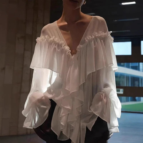 Damen Bluse mit Volants Drune