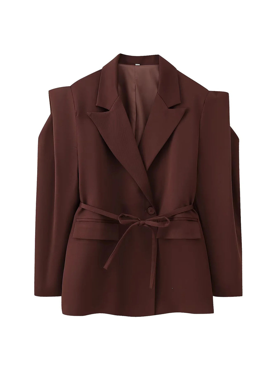 Damen Modische Blazerjacke mit Gürtel und Seidenoptik Drune
